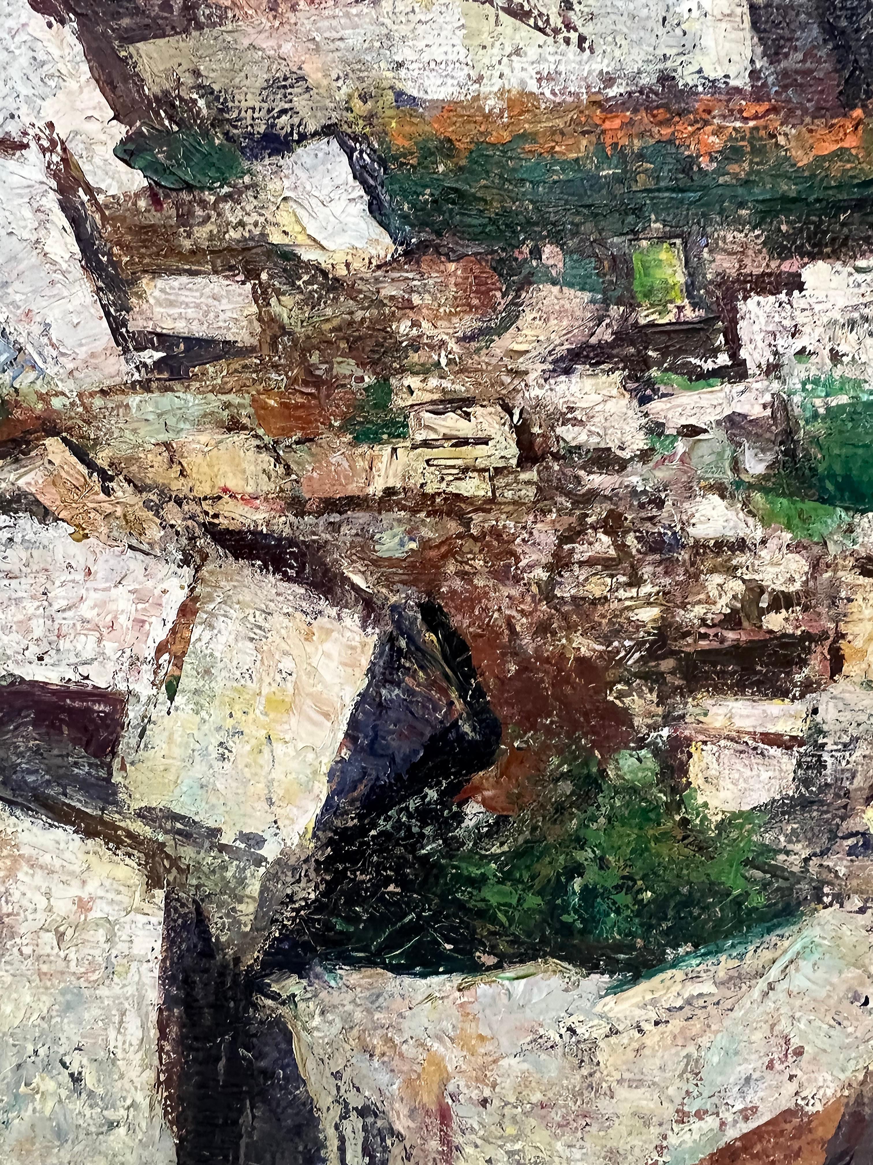 Mid-Century Modern Cubist Painting by Croatian Artist Joko Knezevic, 1961