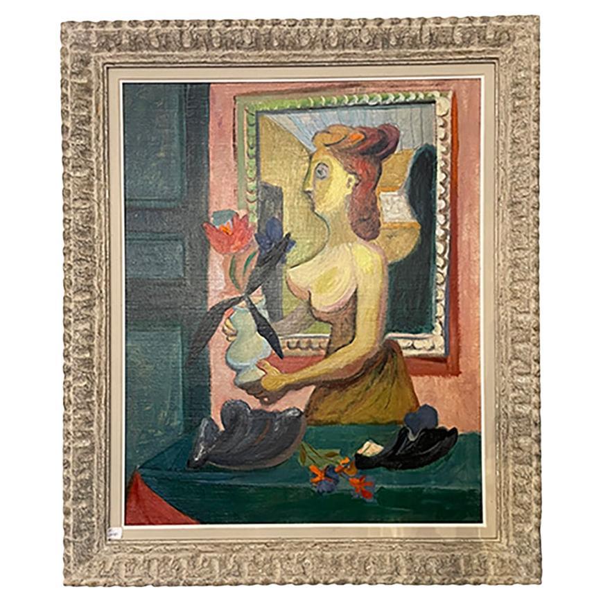 Cuadro cubista de Sigismund Kolos-Vary "Mujer con tulipán", 1936 en venta