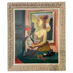 Cubist painting by Sigismund Kolos-Vary “Woman with Tulip”, 1936