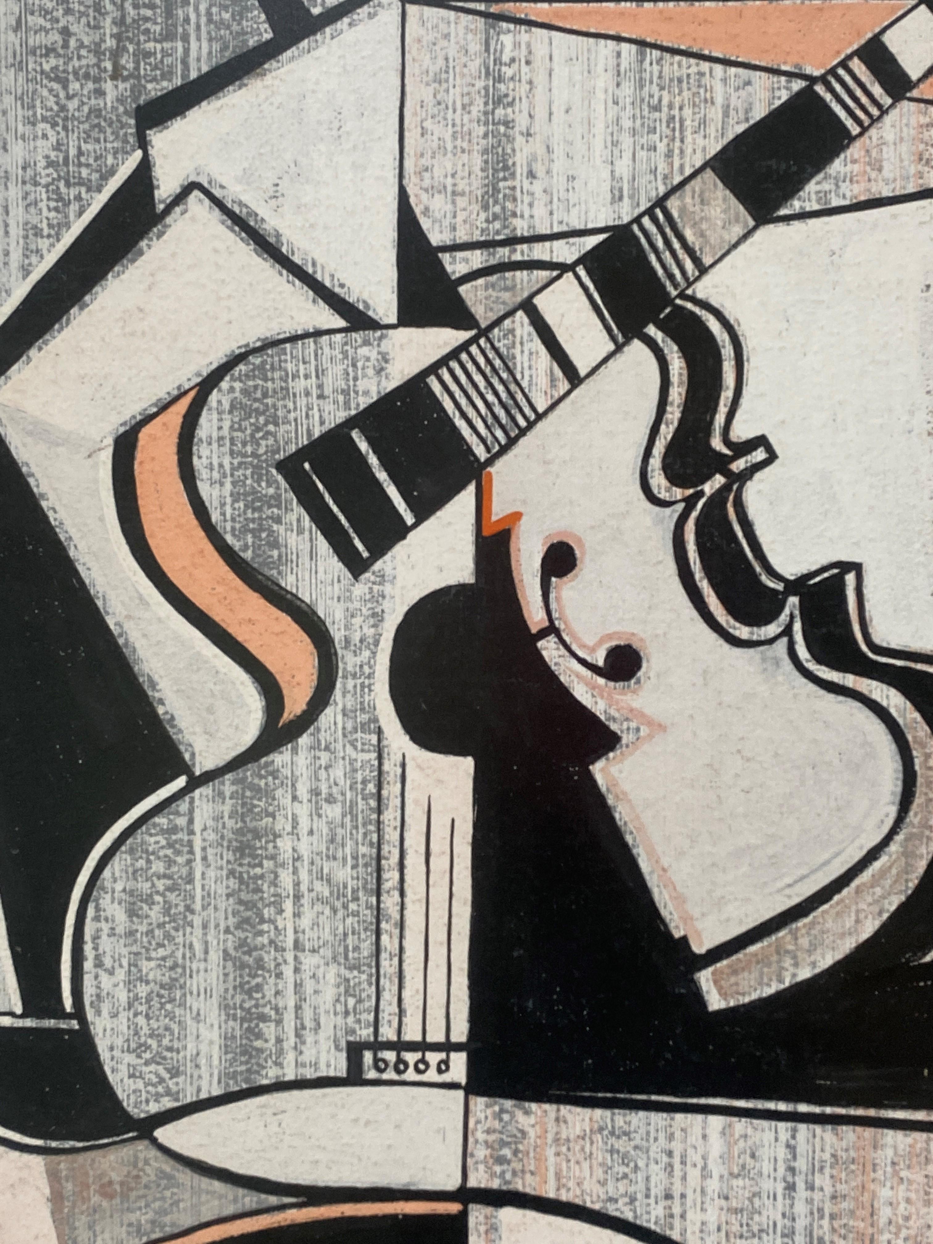 20th Century Cubist Pastel Painting by Record For Sale