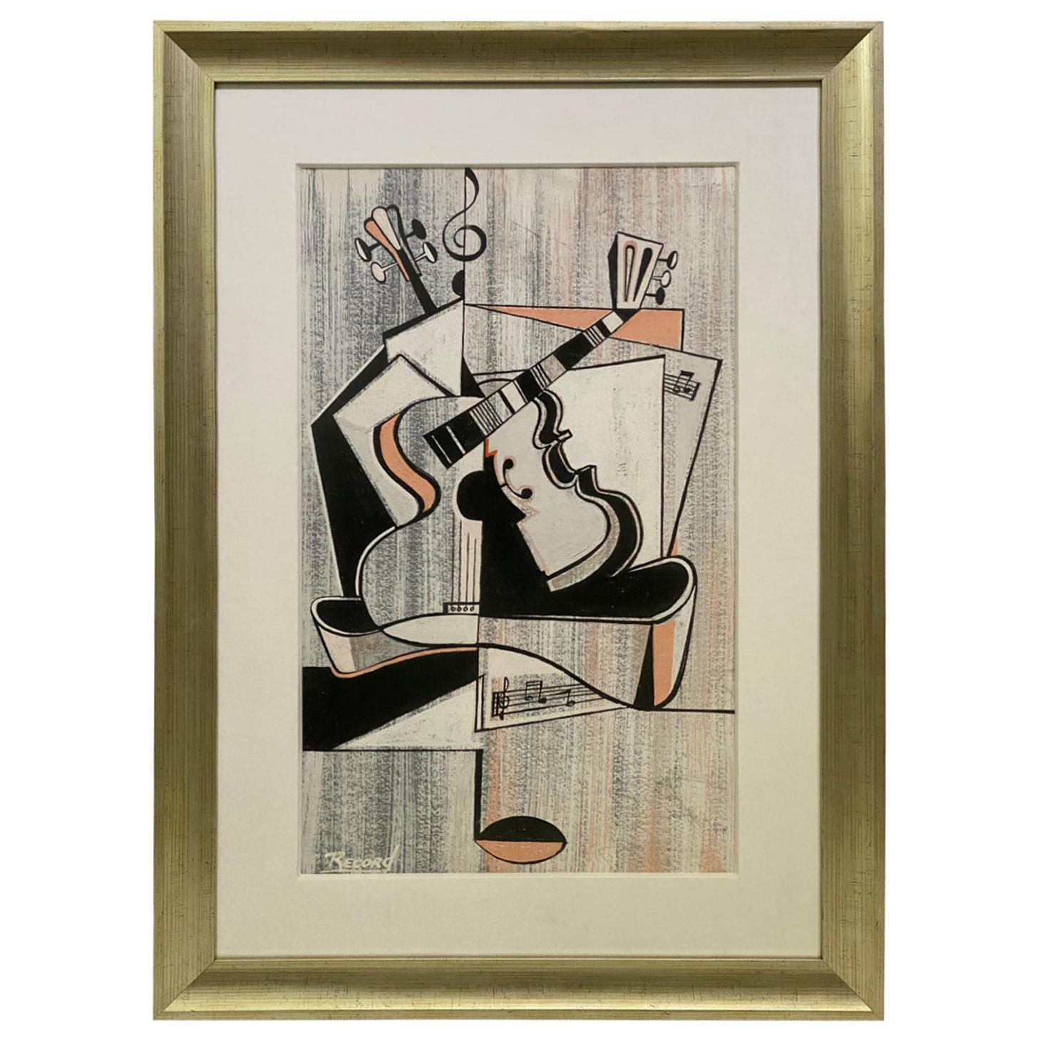 Cubist Pastel Painting by Record