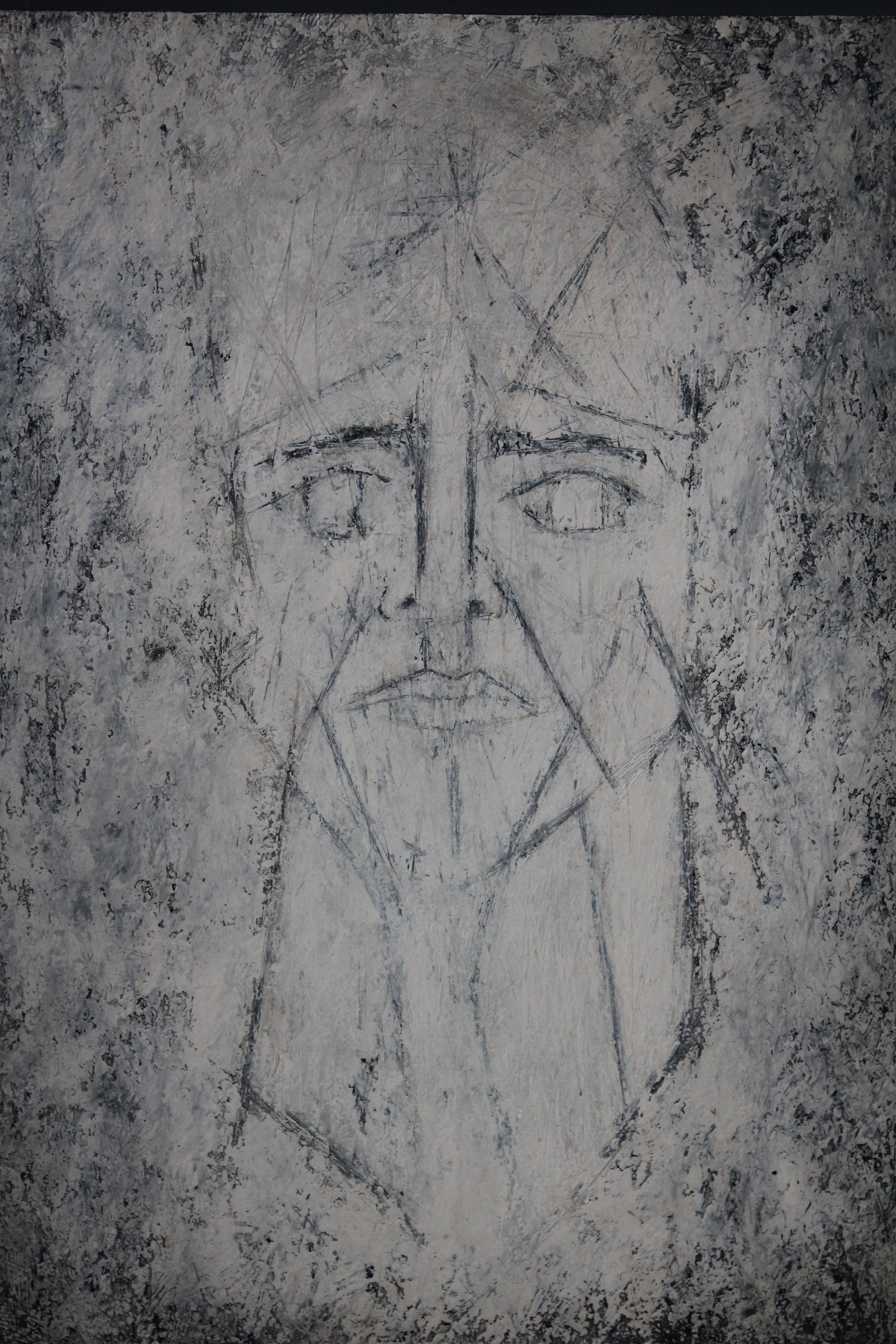 Kubistisches Porträt von Emmanuel Godefroy (Acryl) im Angebot