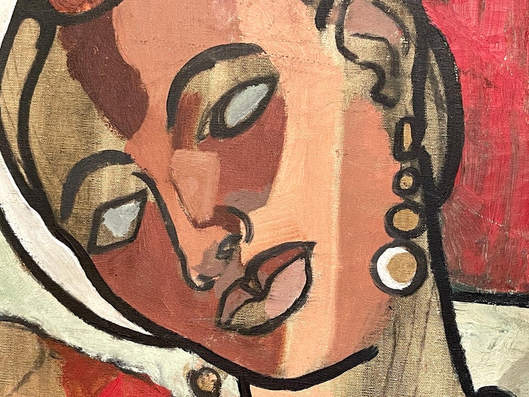 Gilt Cubist Portrait of Cleopatra & Hawk, by Clevan Thomas Jr. 1944 For Sale