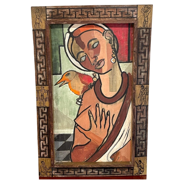 Cubist Portrait of Cleopatra & Hawk, by Clevan Thomas Jr. 1944 For Sale