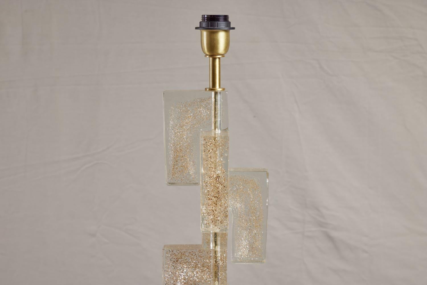 italien Lampe de table cubiste « pyrite » en vente