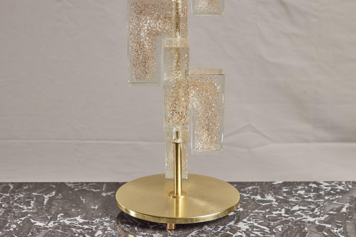 XXIe siècle et contemporain Lampe de table cubiste « pyrite » en vente