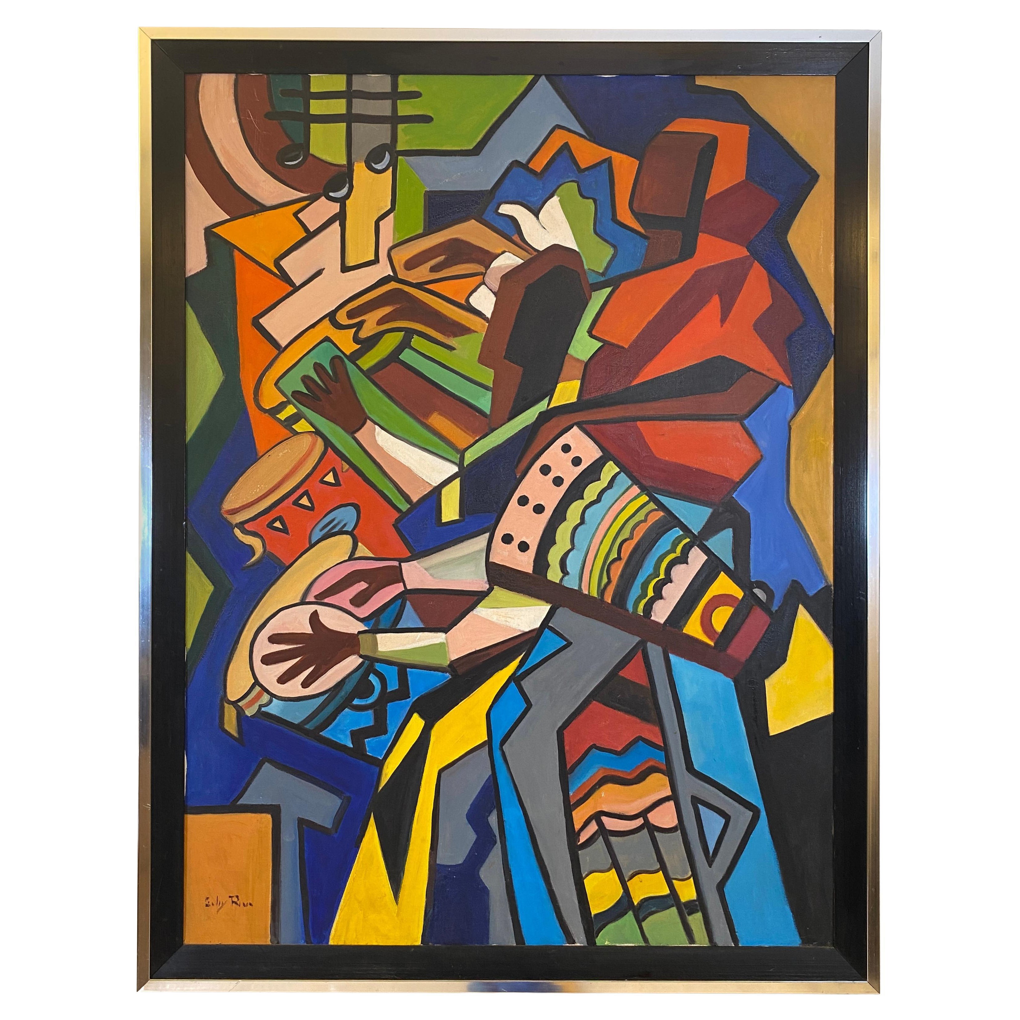 Cubist Rhythm by Gaby Riva in the manner of Wifredo Lam For Sale