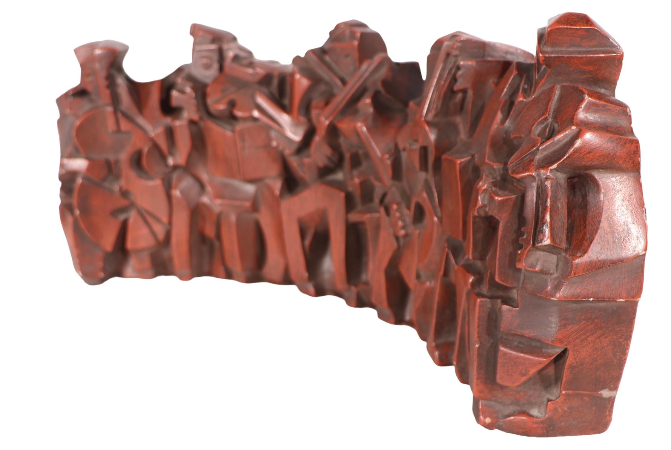Milieu du XXe siècle Sculpture de groupe de jazz de l'école cubiste signée et datée  Austin Productions 1964 en vente