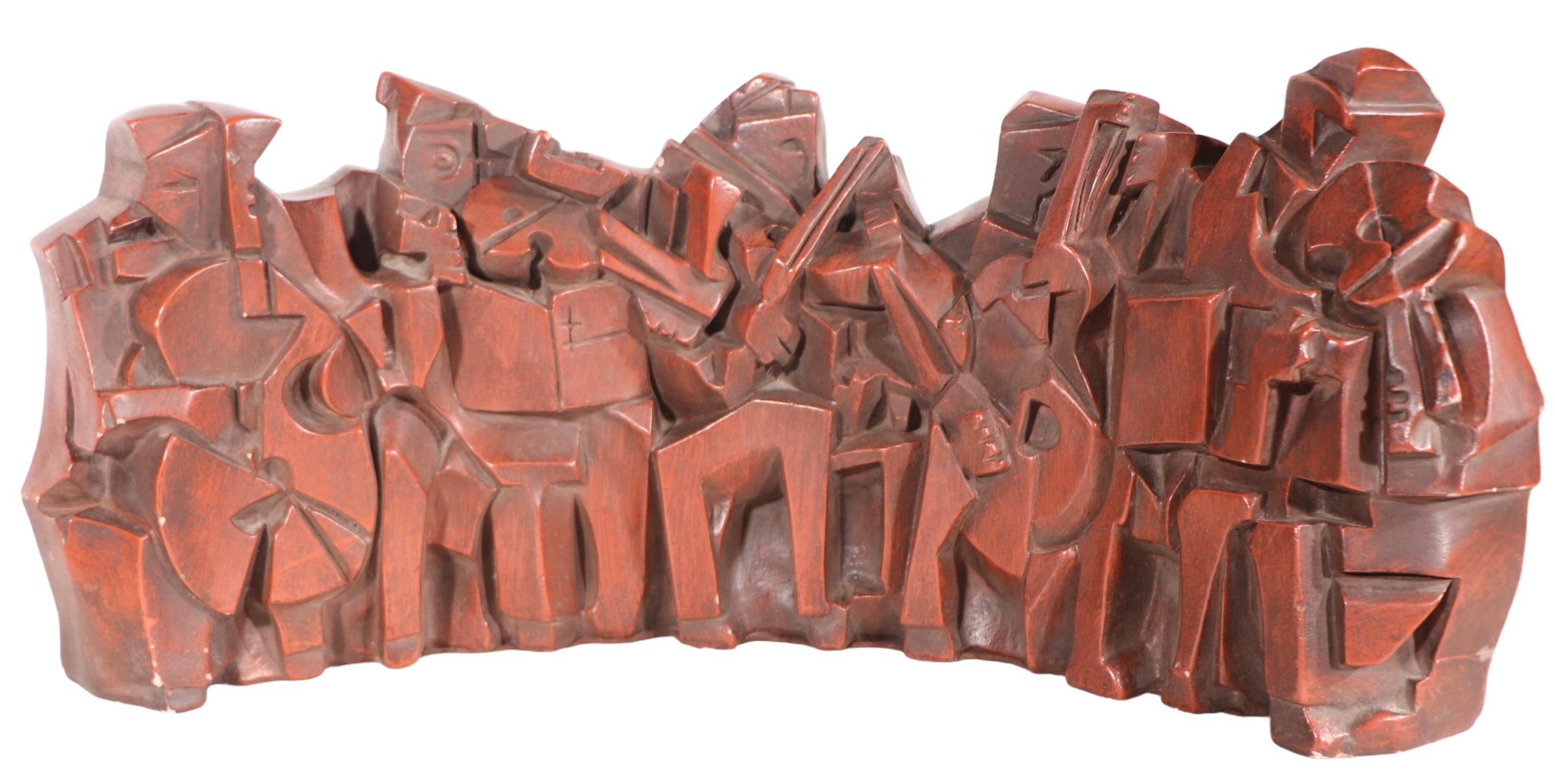 Plâtre Sculpture de groupe de jazz de l'école cubiste signée et datée  Austin Productions 1964 en vente