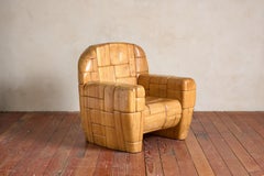Cubist Sculptural Oak Armchair by Mauro Mori