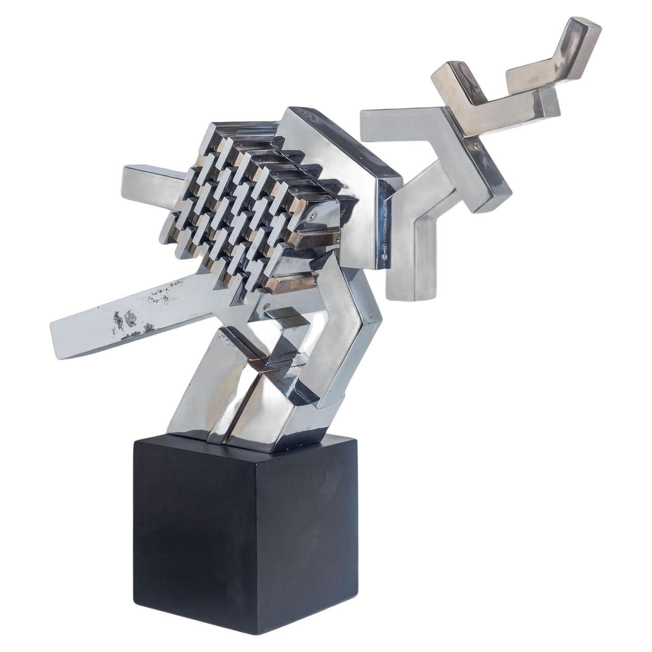 Escultura Cubista en Espejo Cromo Pulido