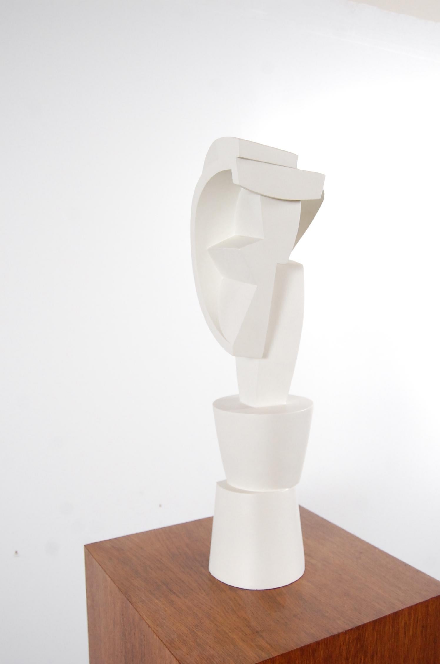 American Cubist Sculpture on Oak Pedestal by Peter Ambrose