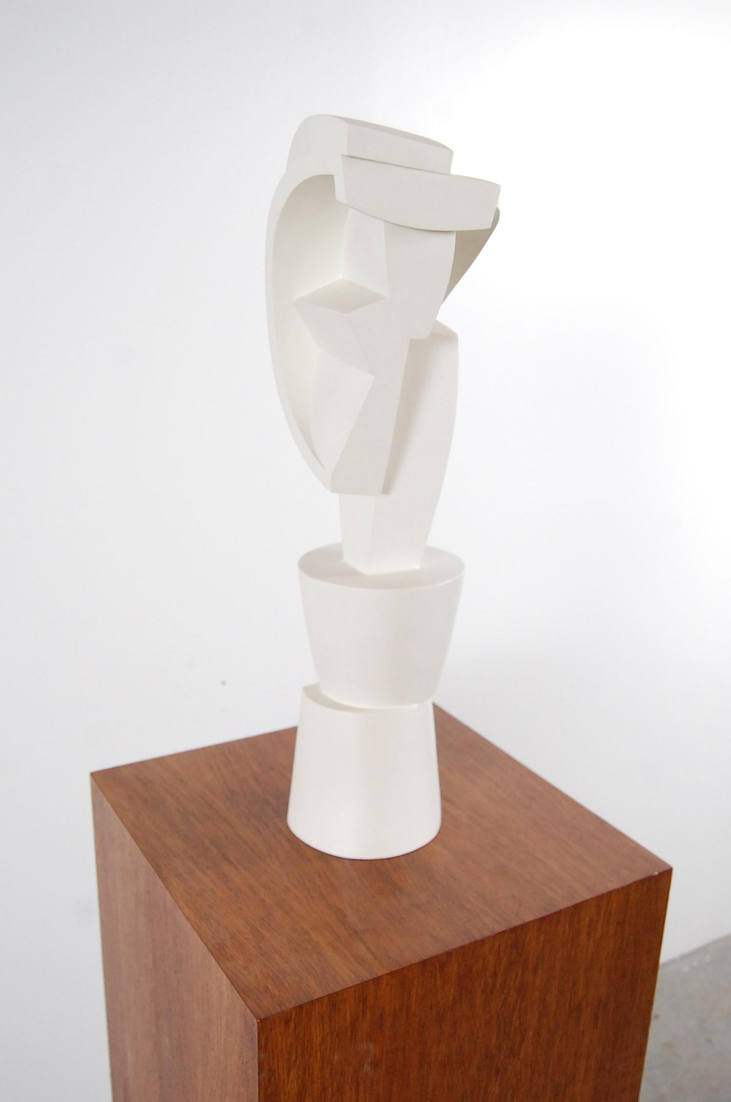 20th Century Cubist Sculpture on Oak Pedestal by Peter Ambrose