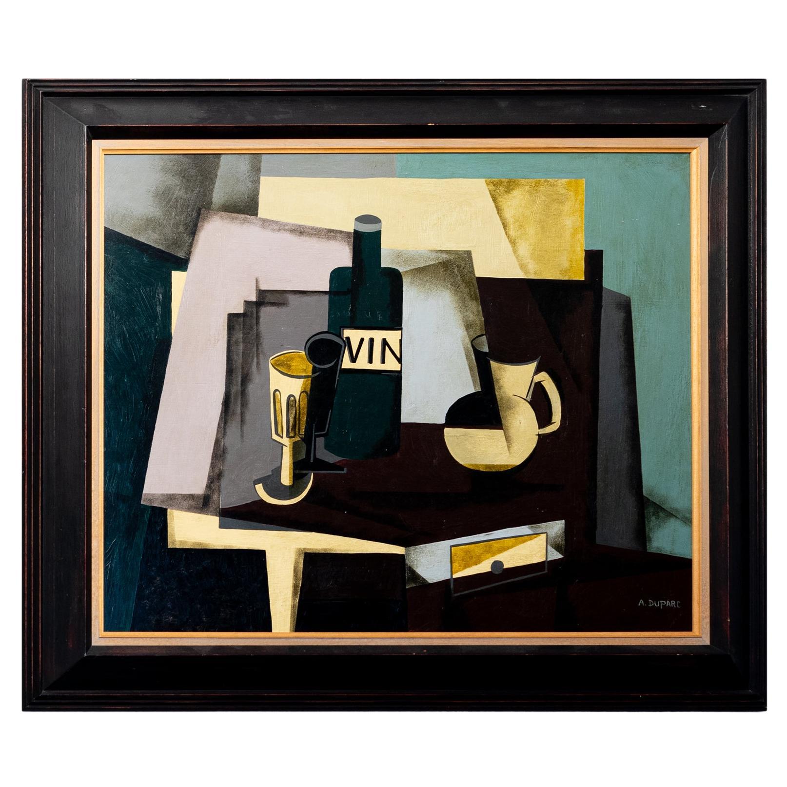 Cubist Still Life by A. Duparc, 20th Century For Sale