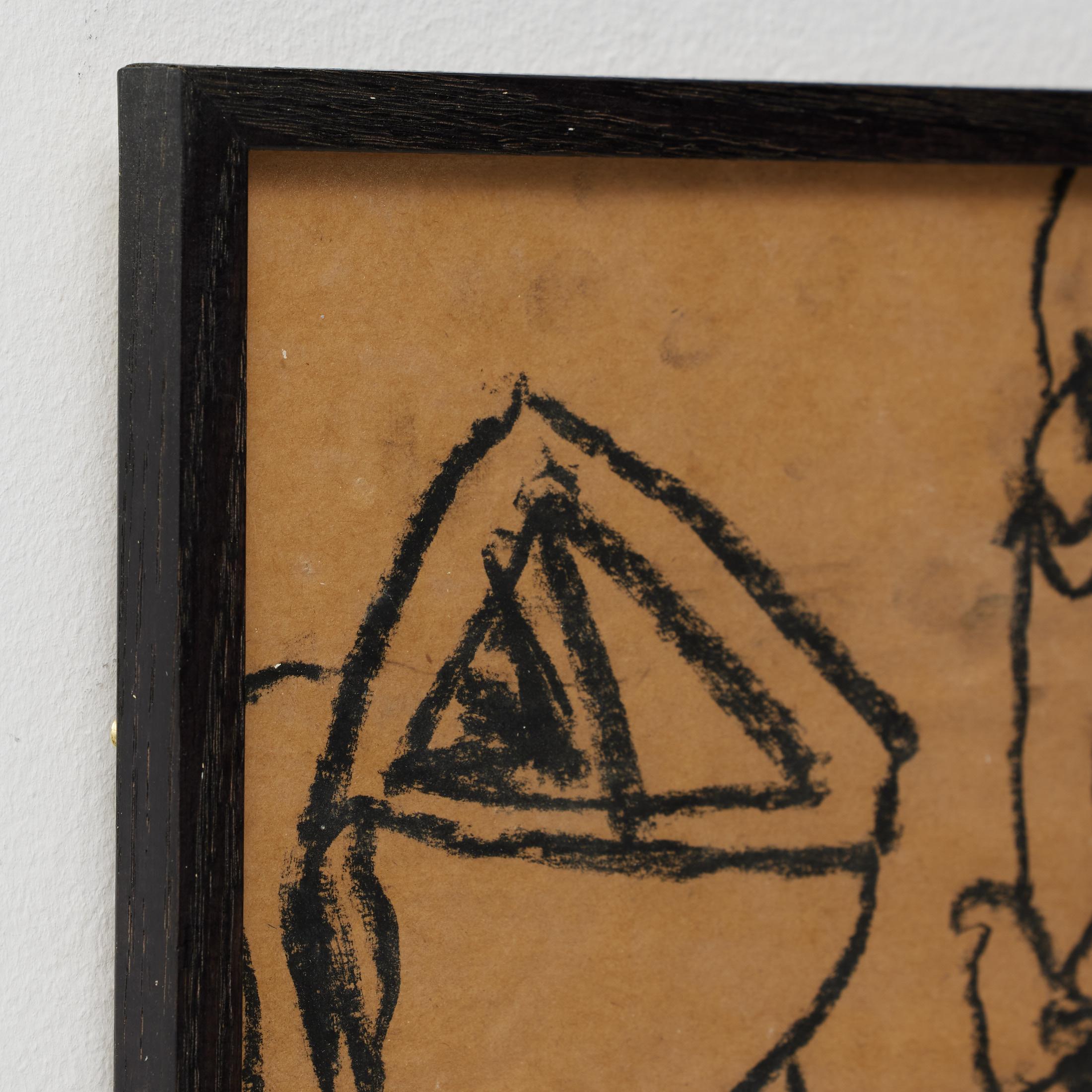 XXI secolo e contemporaneo Disegno cubista di natura morta in carboncino nero di Vastian - Firmato e incorniciato in vendita