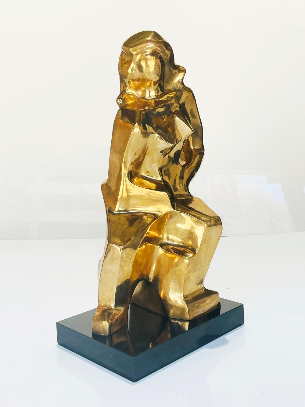 Introducing the stunning Cubist Style Bronze Sculpture by renowned artist Caroline New House, signed and dated 1972. This exquisite piece of art is a true testament to New House's exceptional talent in the world of sculpture.

Crafted from