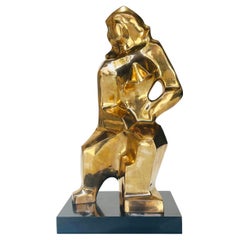 Vintage Cubist Style Bronze Sculpture by Caroline New House