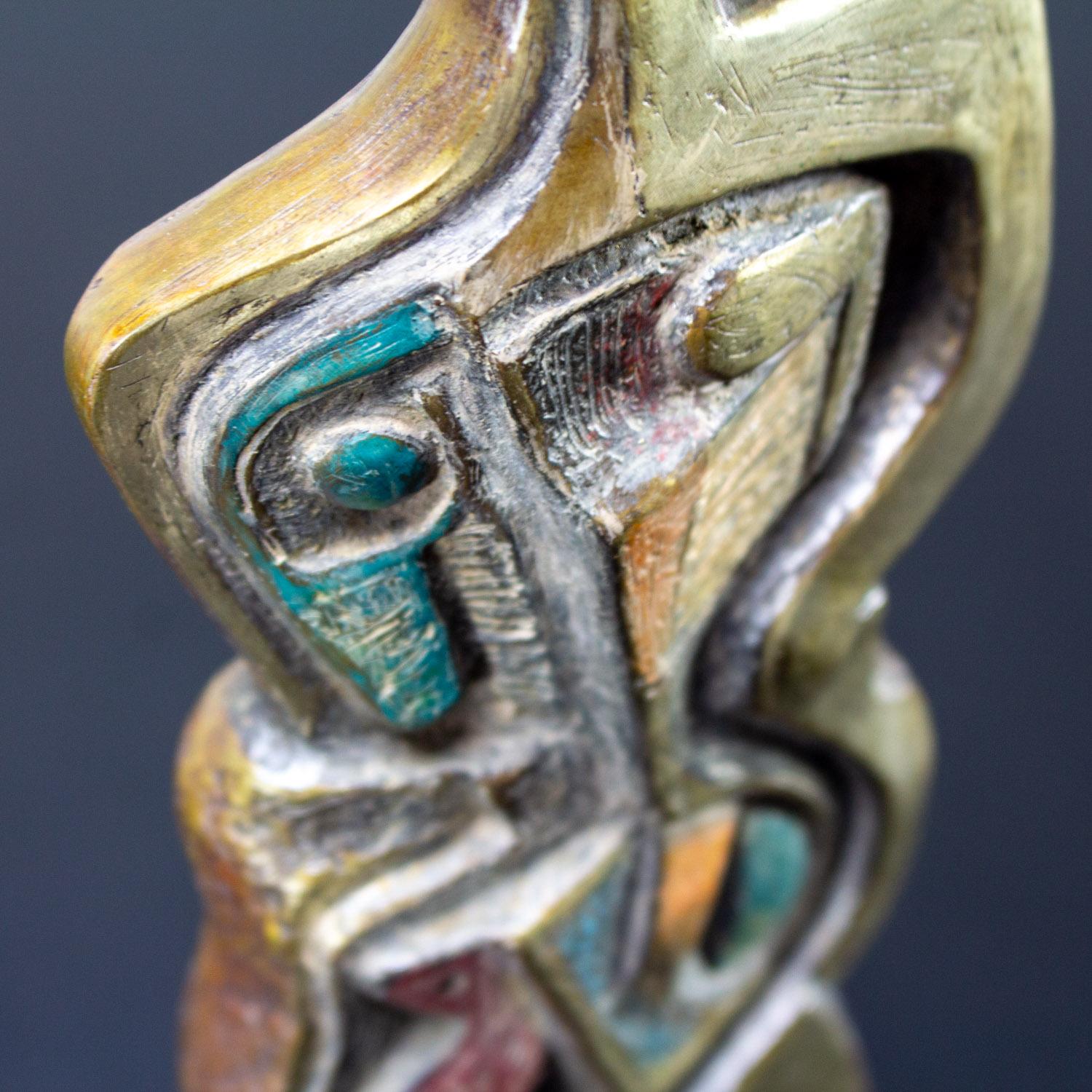 Cubist Style Bronze Sculpture Signed by Jim Bass & Titled Homage to Nancy Keith For Sale 6