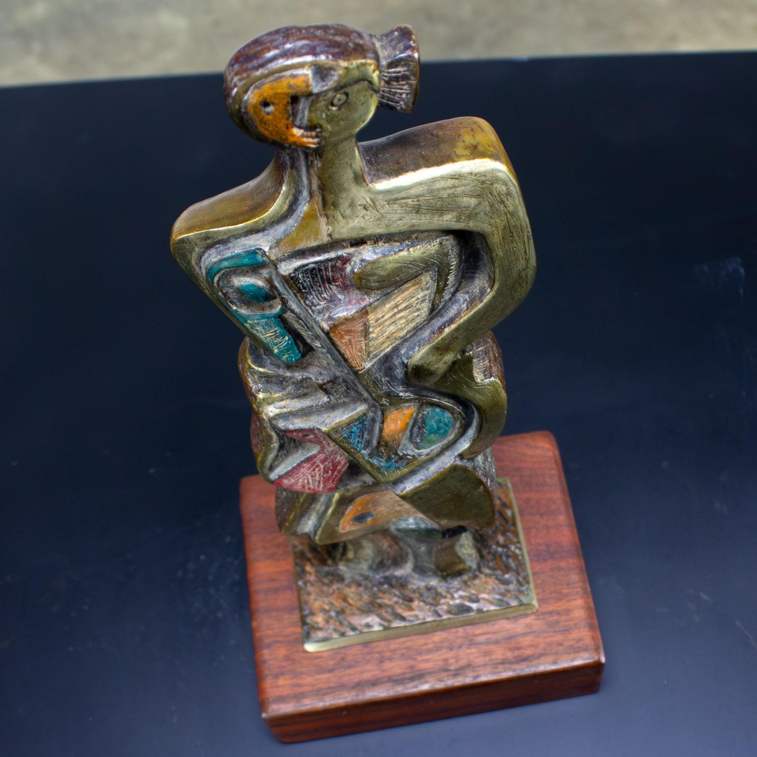 Cubist Style Bronze Sculpture Signed by Jim Bass & Titled Homage to Nancy Keith For Sale 7