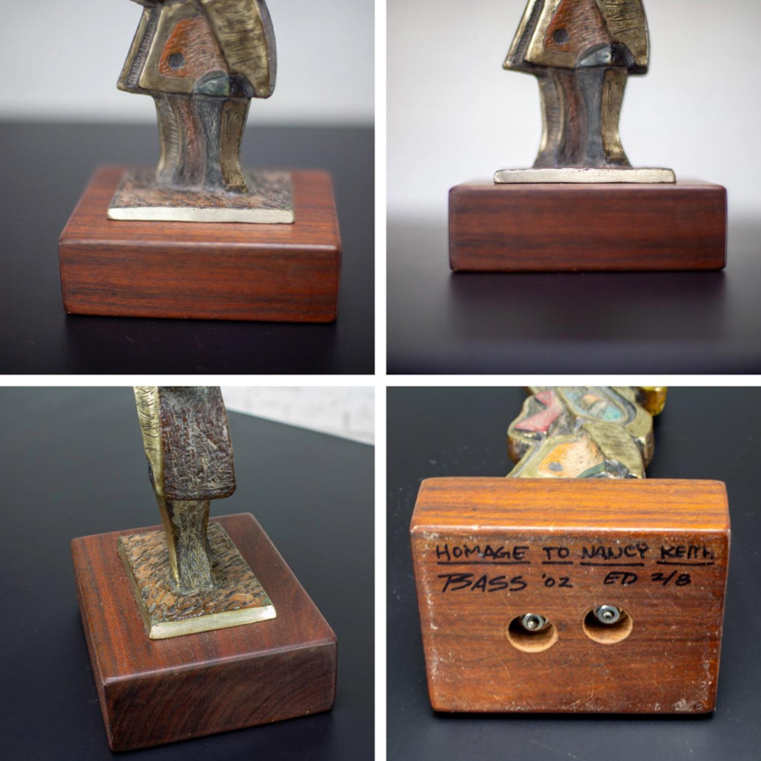 Cubist Style Bronze Sculpture Signed by Jim Bass & Titled Homage to Nancy Keith For Sale 12