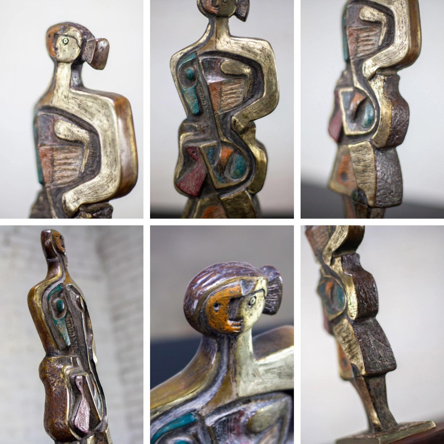 Cubist Style Bronze Sculpture Signed by Jim Bass & Titled Homage to Nancy Keith For Sale 13