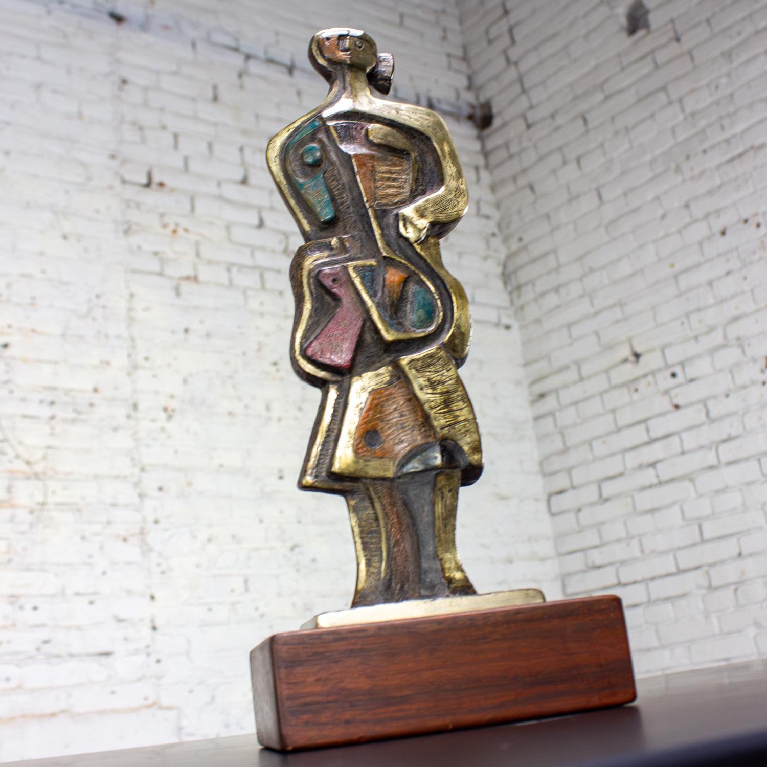 Cubist Style Bronze Sculpture Signed by Jim Bass & Titled Homage to Nancy Keith For Sale 3