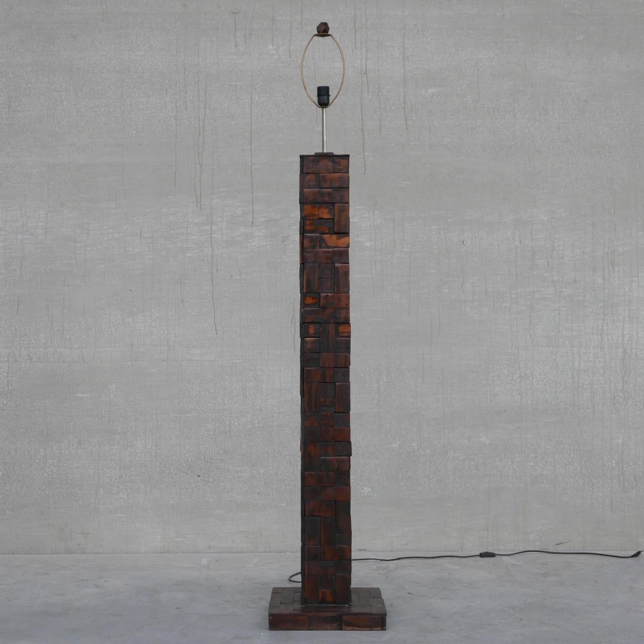 Cubist Style Brutalist Mid-Century Belgium Wooden Floor Lamp 1