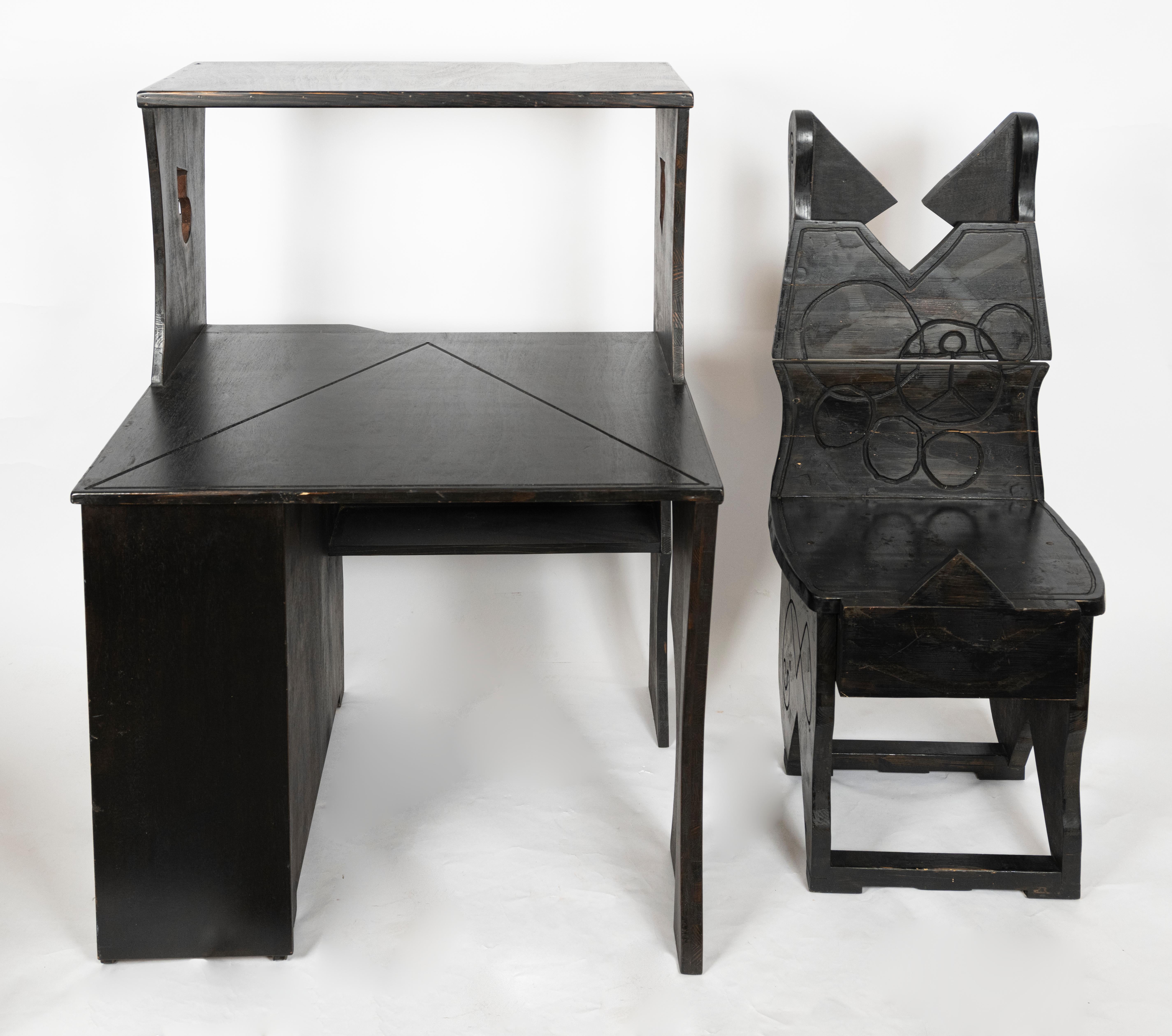 Cubist-Style Desk and Chair Set For Sale 3