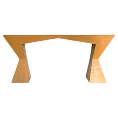 Cubist Style Desk Oak Table or Consolle, Italy, 70s