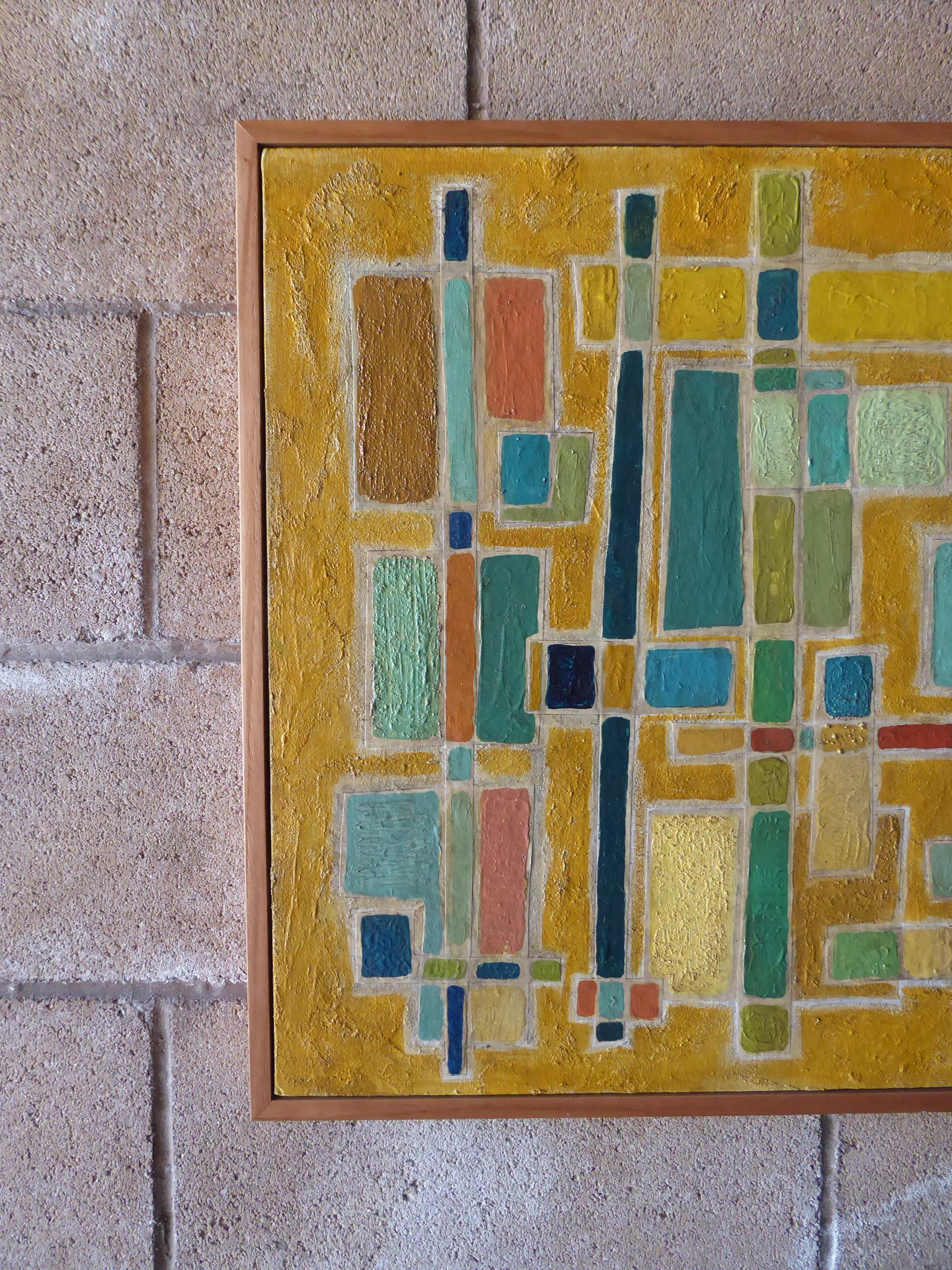 Cubist Style Painting by Contemporary American Artist Angie Dickerson-Lee In Excellent Condition In Palm Springs, CA