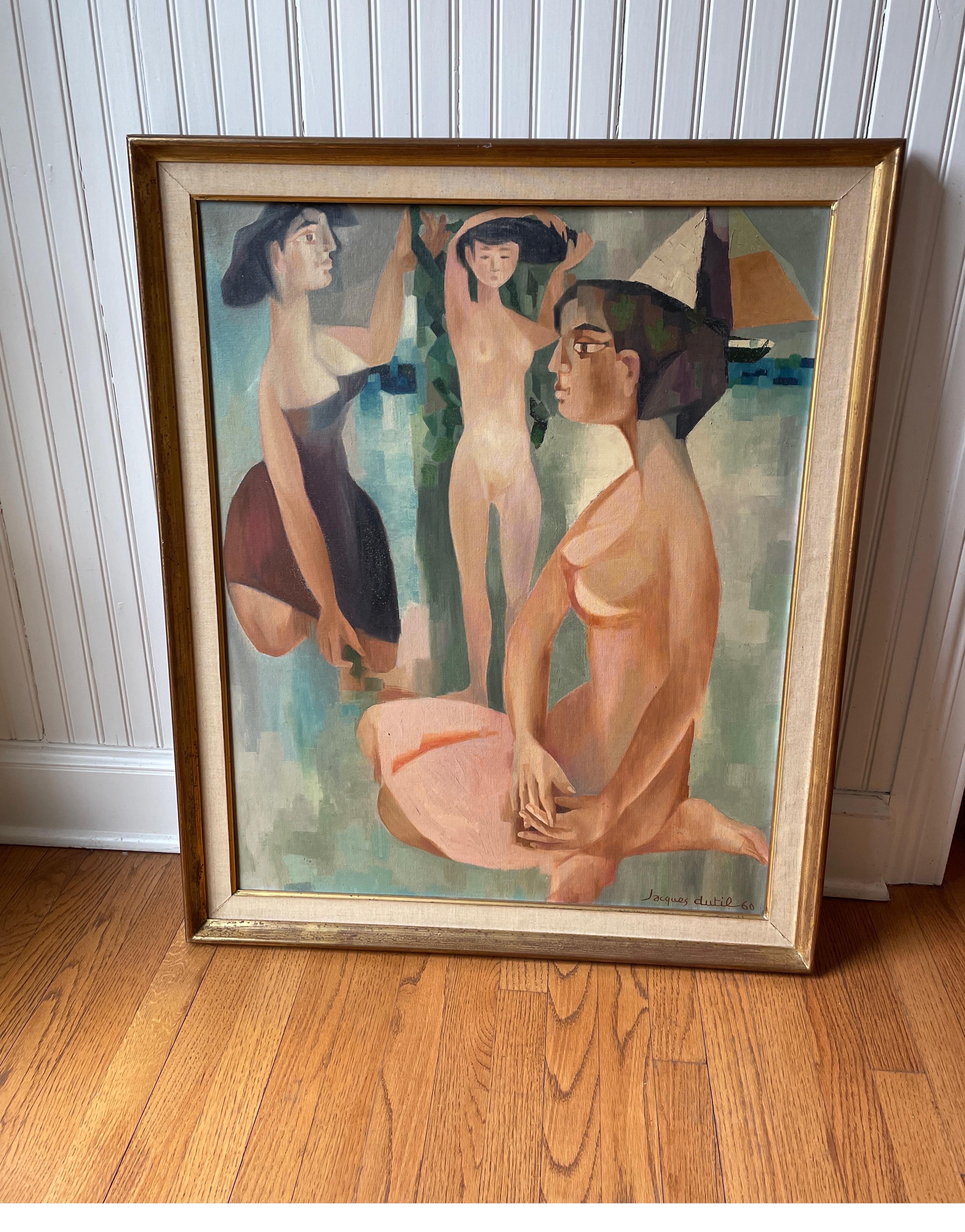 Cubist Style Painting by French Artist Jacque Dutil In Good Condition In Chicago, IL