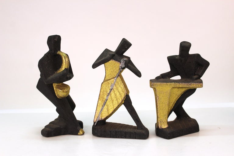 American Cubist Style Postmodern Ceramic Jazz Sculptures For Sale