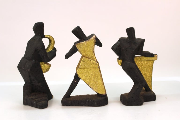 Cubist Style Postmodern Ceramic Jazz Sculptures In Good Condition For Sale In New York, NY