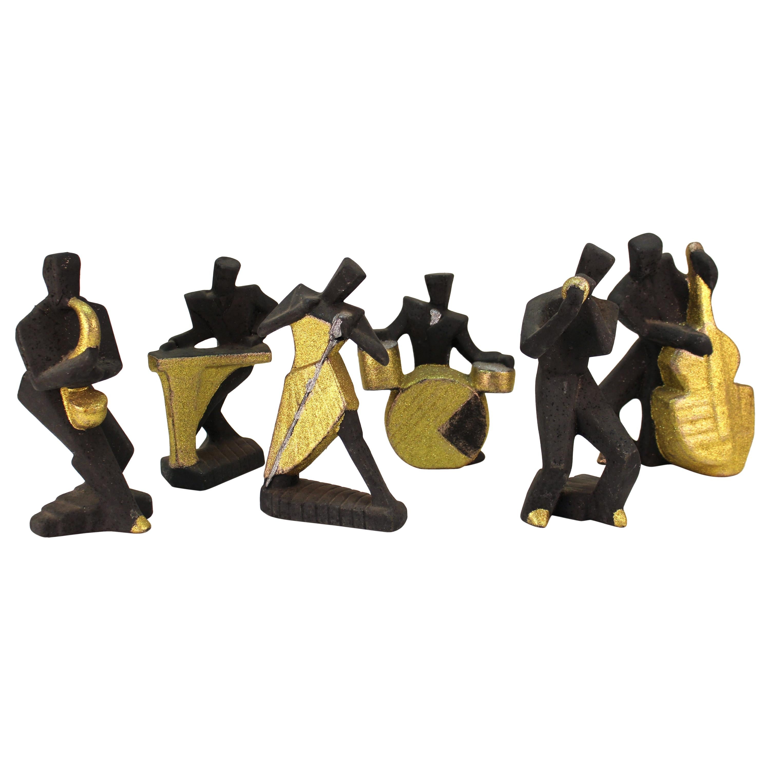 Cubist Style Postmodern Ceramic Jazz Sculptures