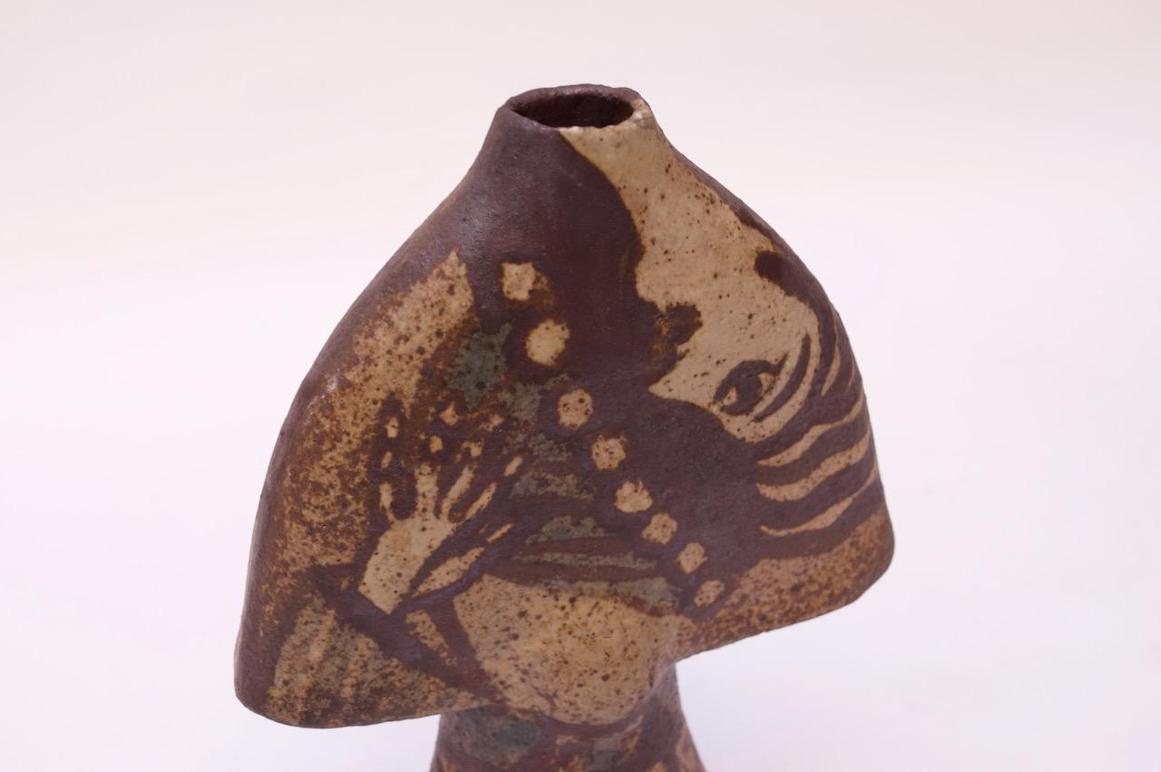 Grès Vase en poterie de grès de style cubiste de studio d'après Pablo Picasso en vente