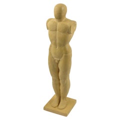 Cubist Terracotta Futurist Sculpture Standing Nude Man