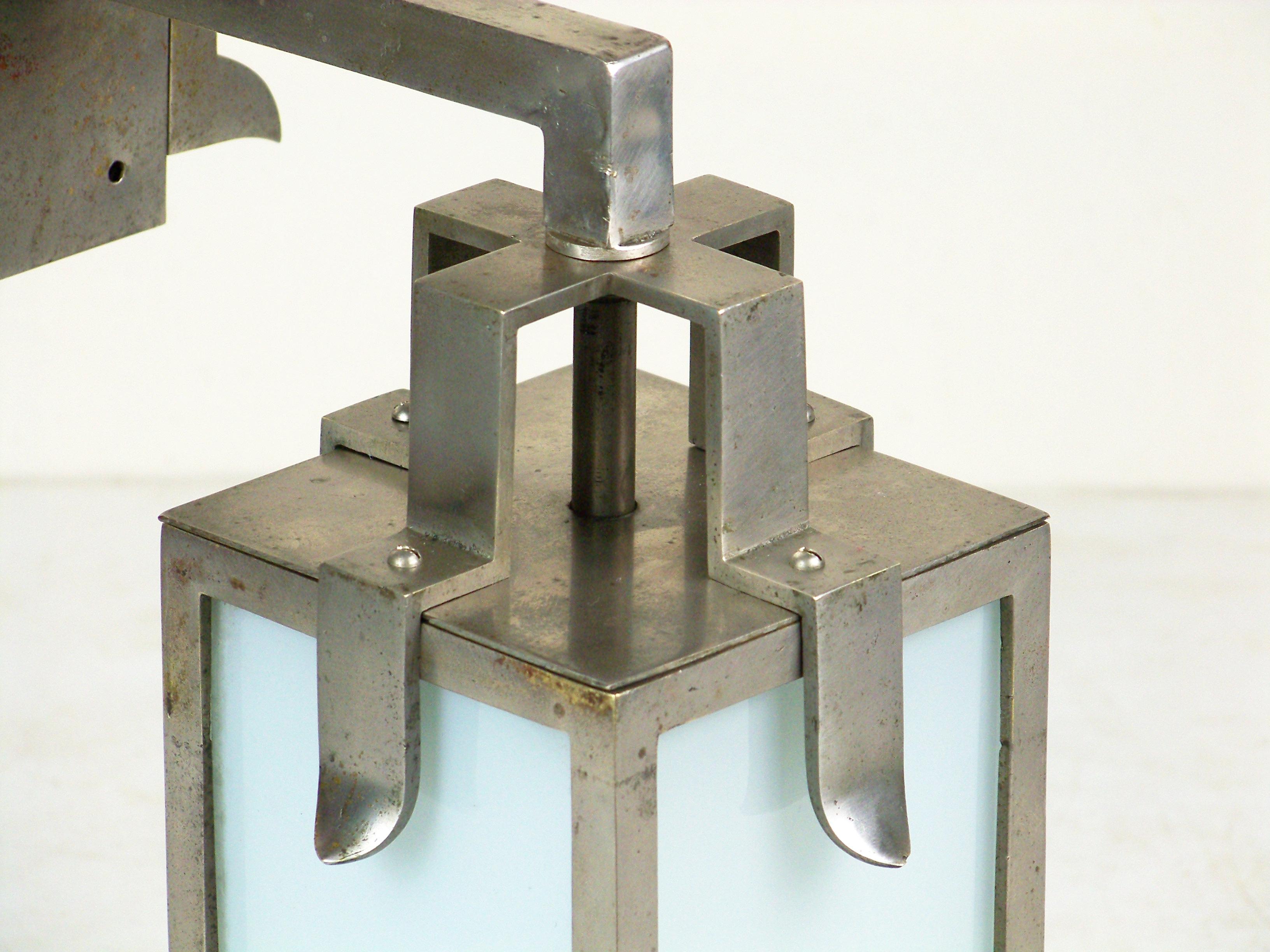 Cubist Wall Lamp, Lantern In Good Condition In Praha, CZ