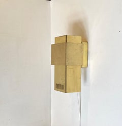 Cubist Wall Sconce in Brass in the Style of Curtis Jere, 1970s