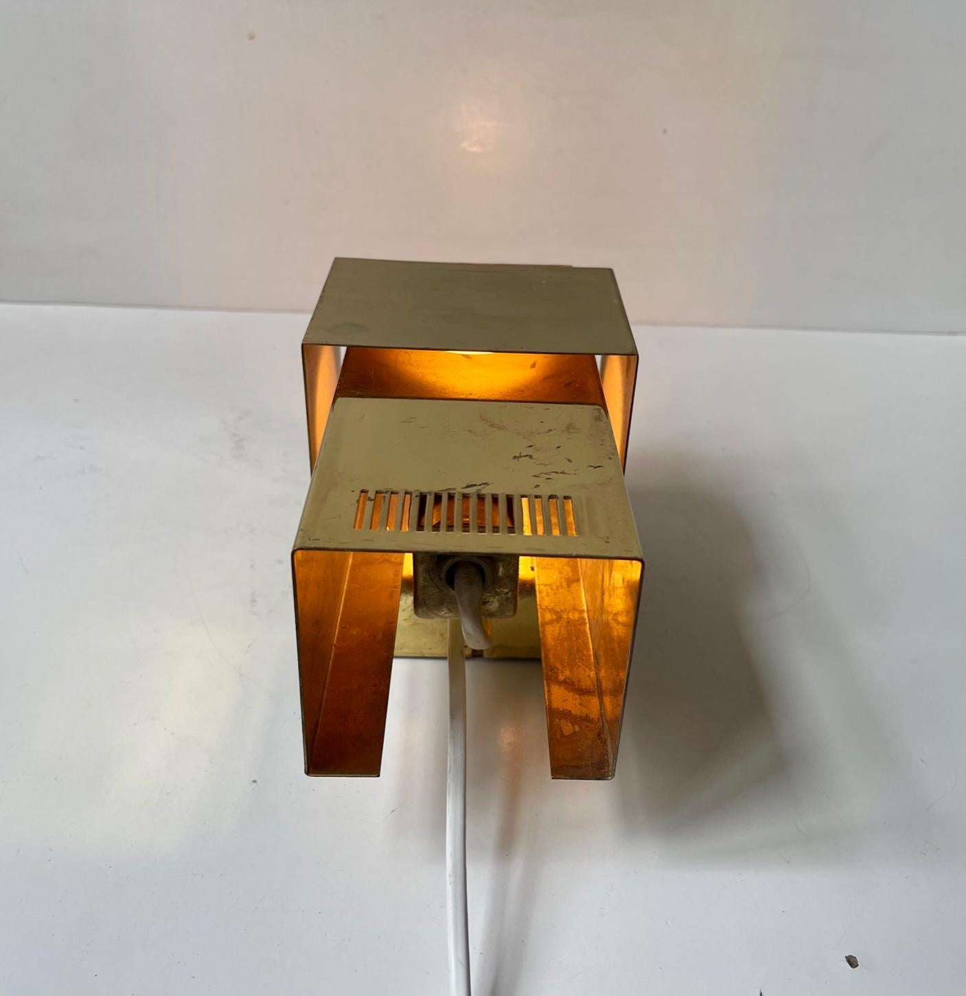 Late 20th Century Cubist Wall Sconce in Brass in the Style of Curtis Jere, 1970s