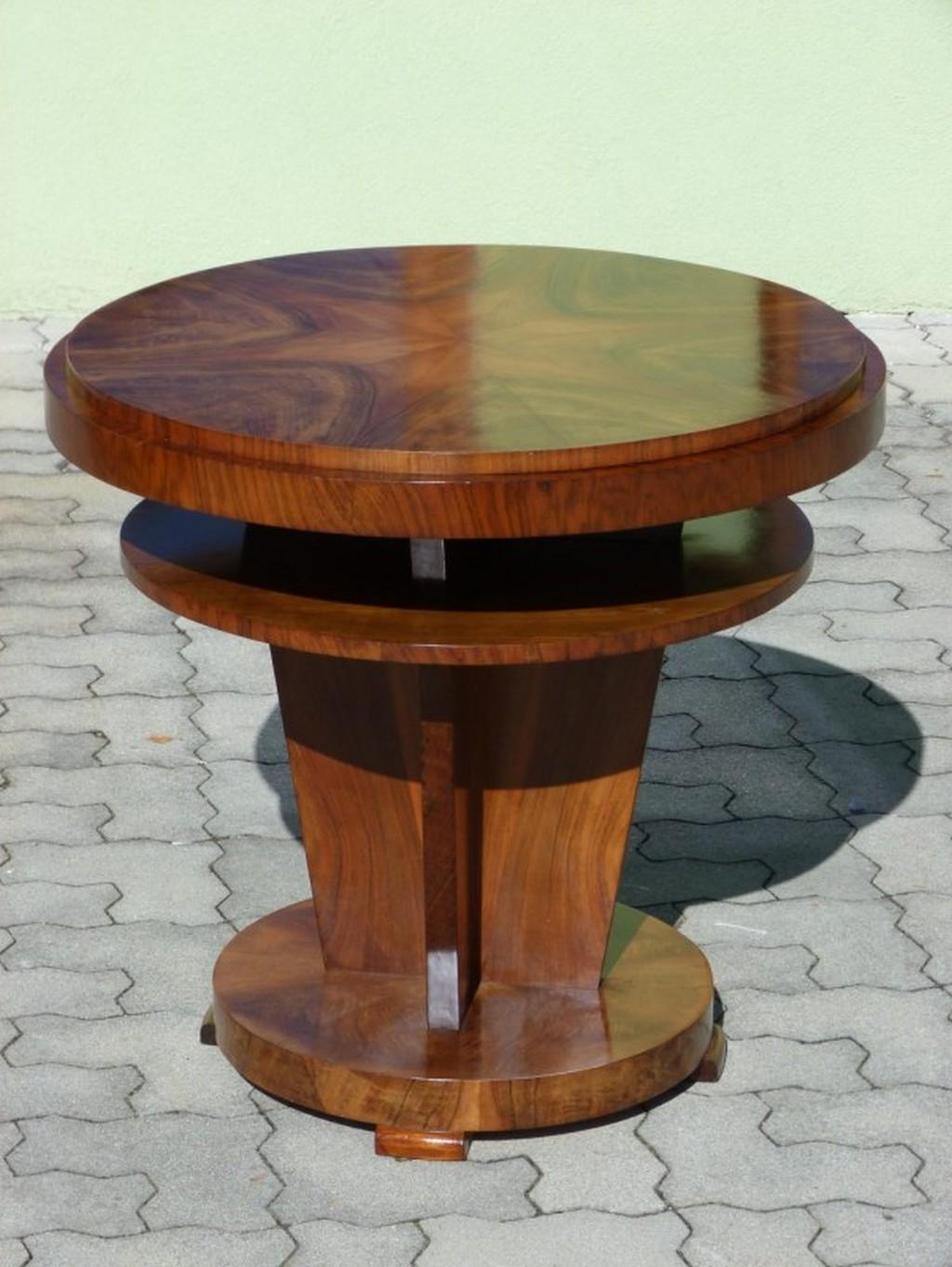 Art Deco Cubist Walnut Side Table