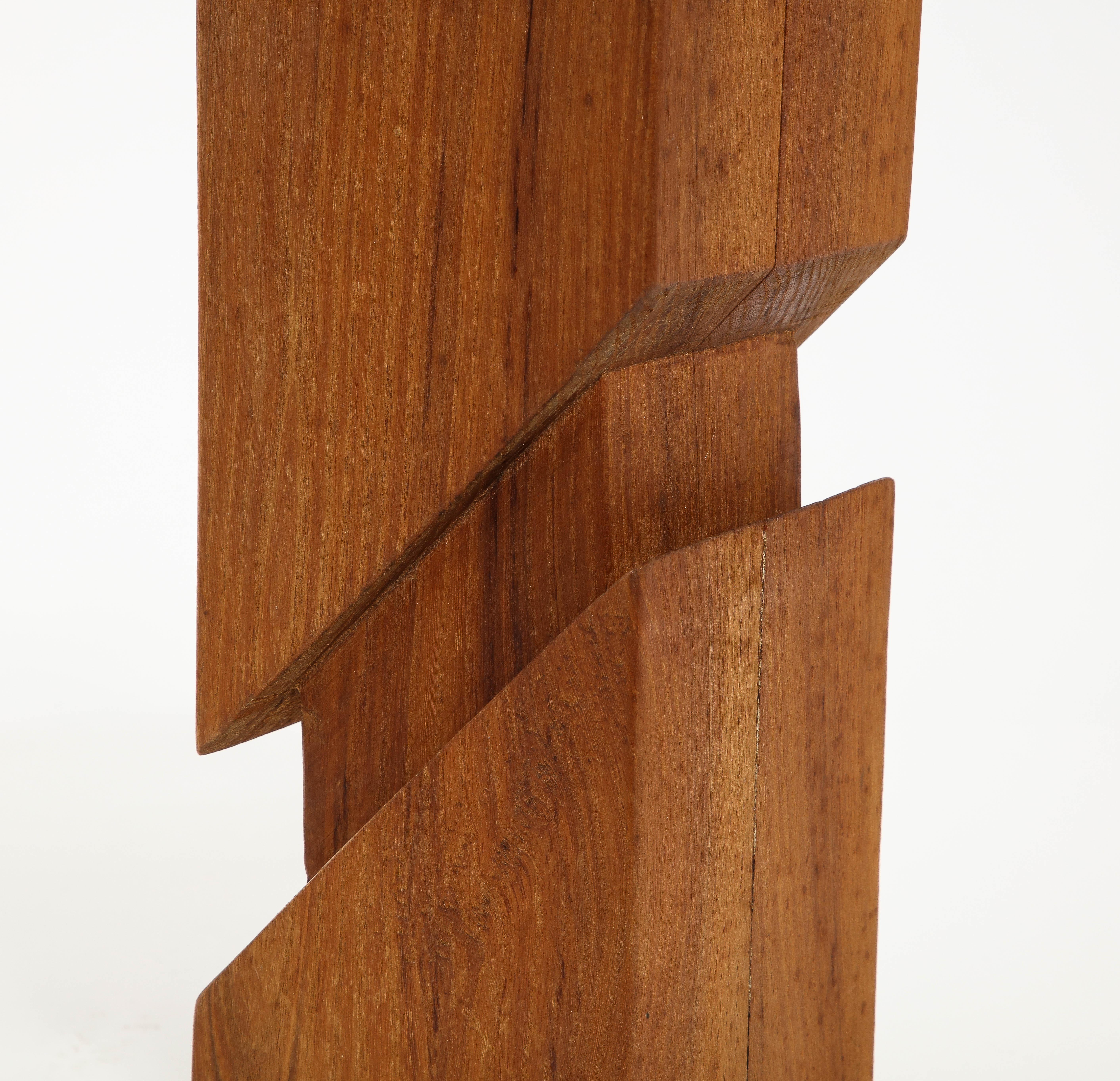 Cubist Wood Lamp, France 1960's For Sale 5