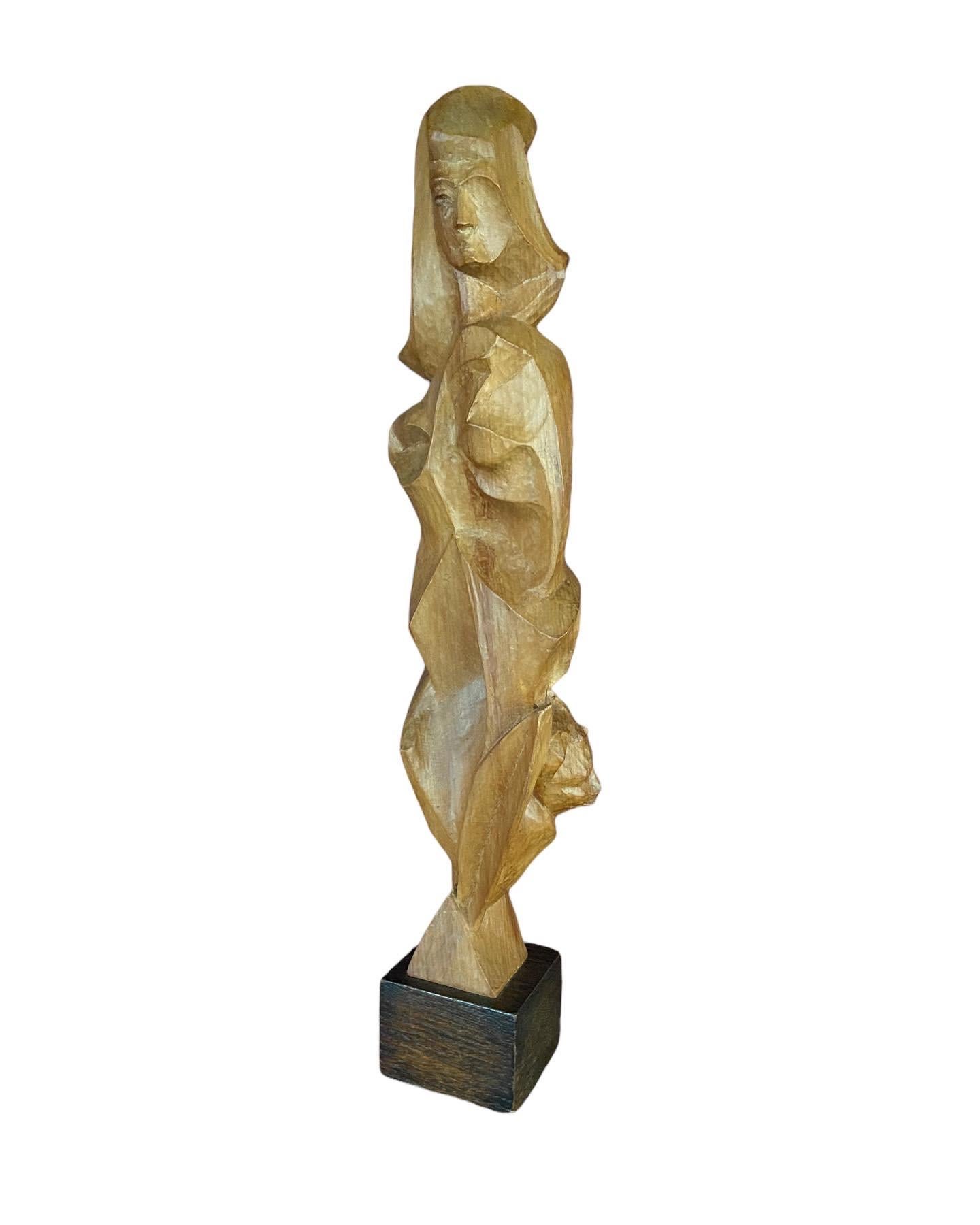 Dutch Cubist Wooden Sculpture For Sale