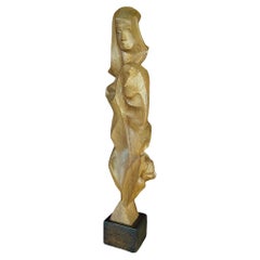 Antique Cubist Wooden Sculpture