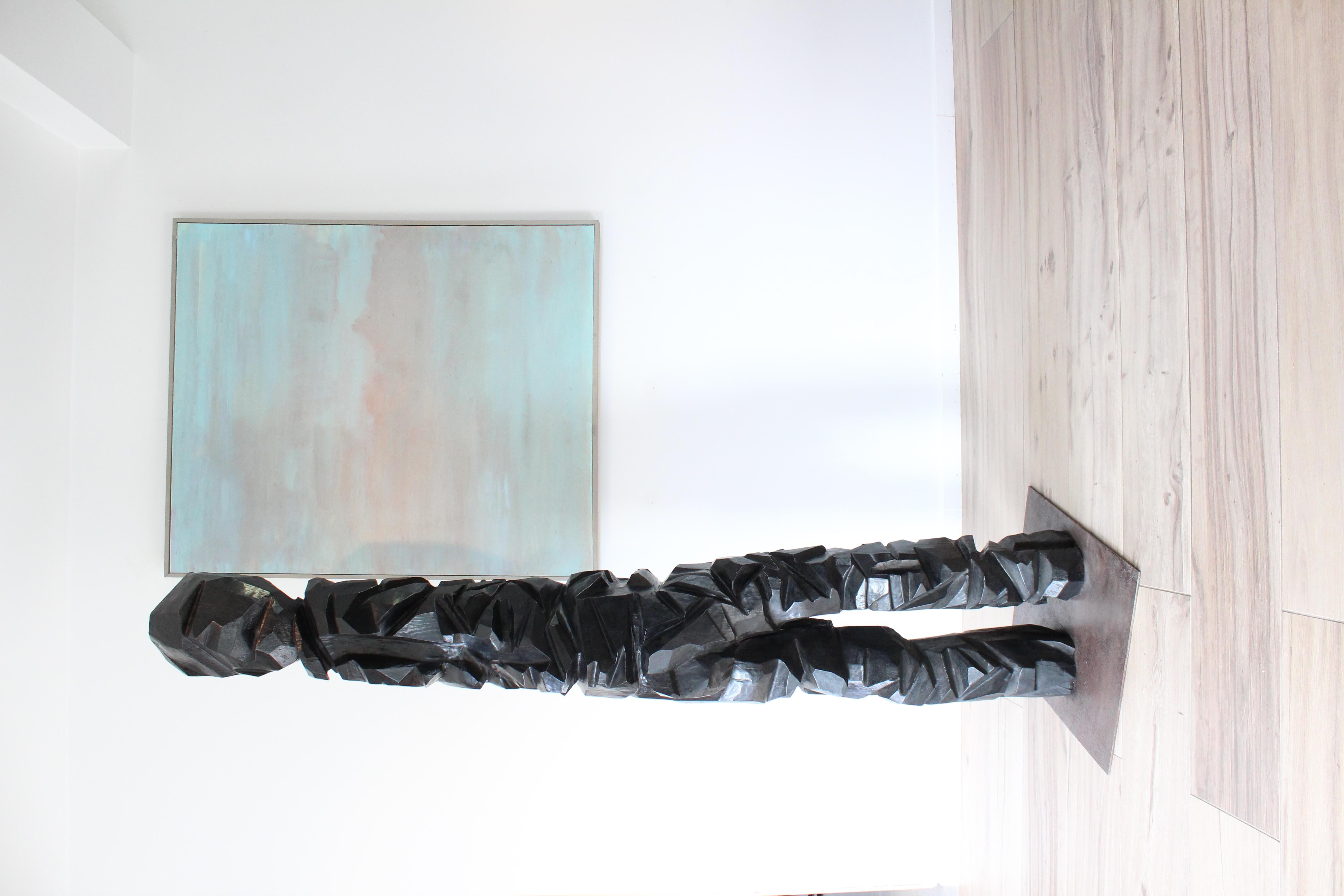 Français Sculpture totem cubiste en bois en vente
