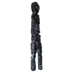 Cubist wooden totem sculpture