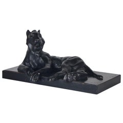 Cubistic Bronze Panther, Signed by T. Jaspar