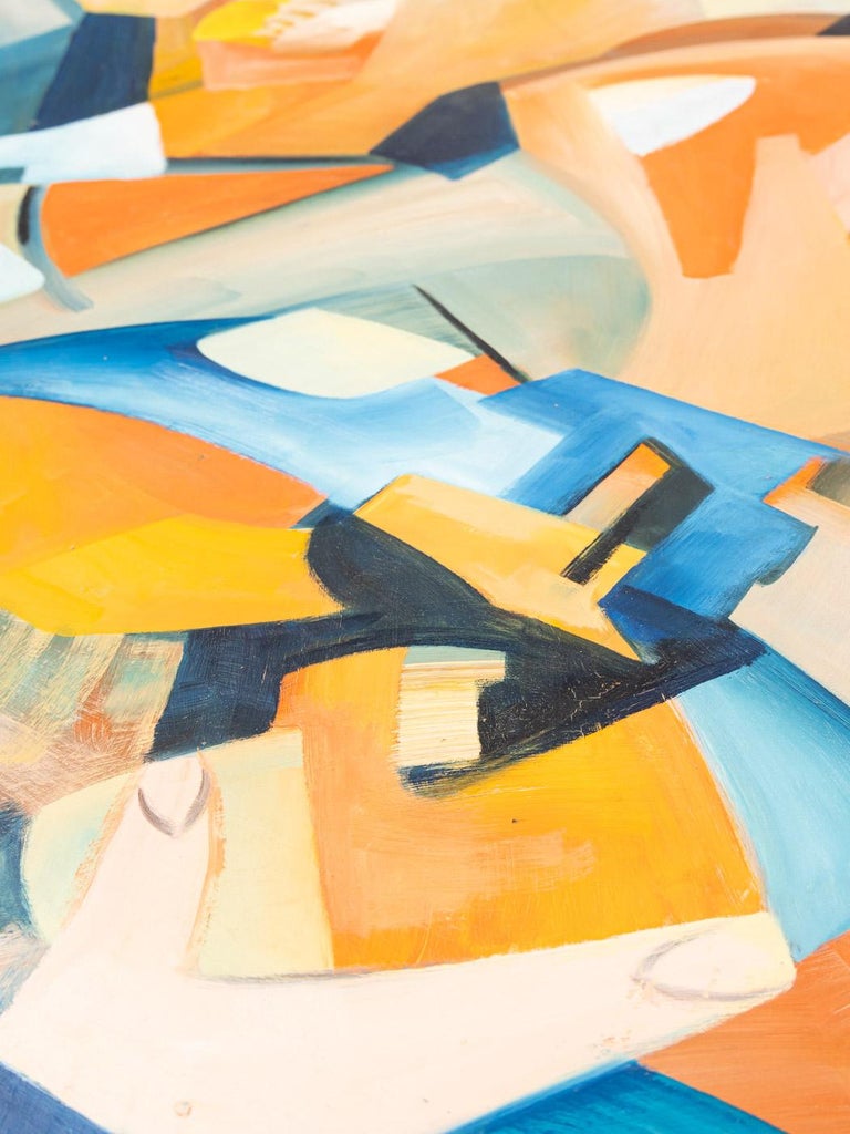 Cubistic Painting Acrylic on Hardboard 1960s Ready to Hang For Sale at