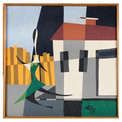 Cubistic painting, signed and dated “59”, probably from France.