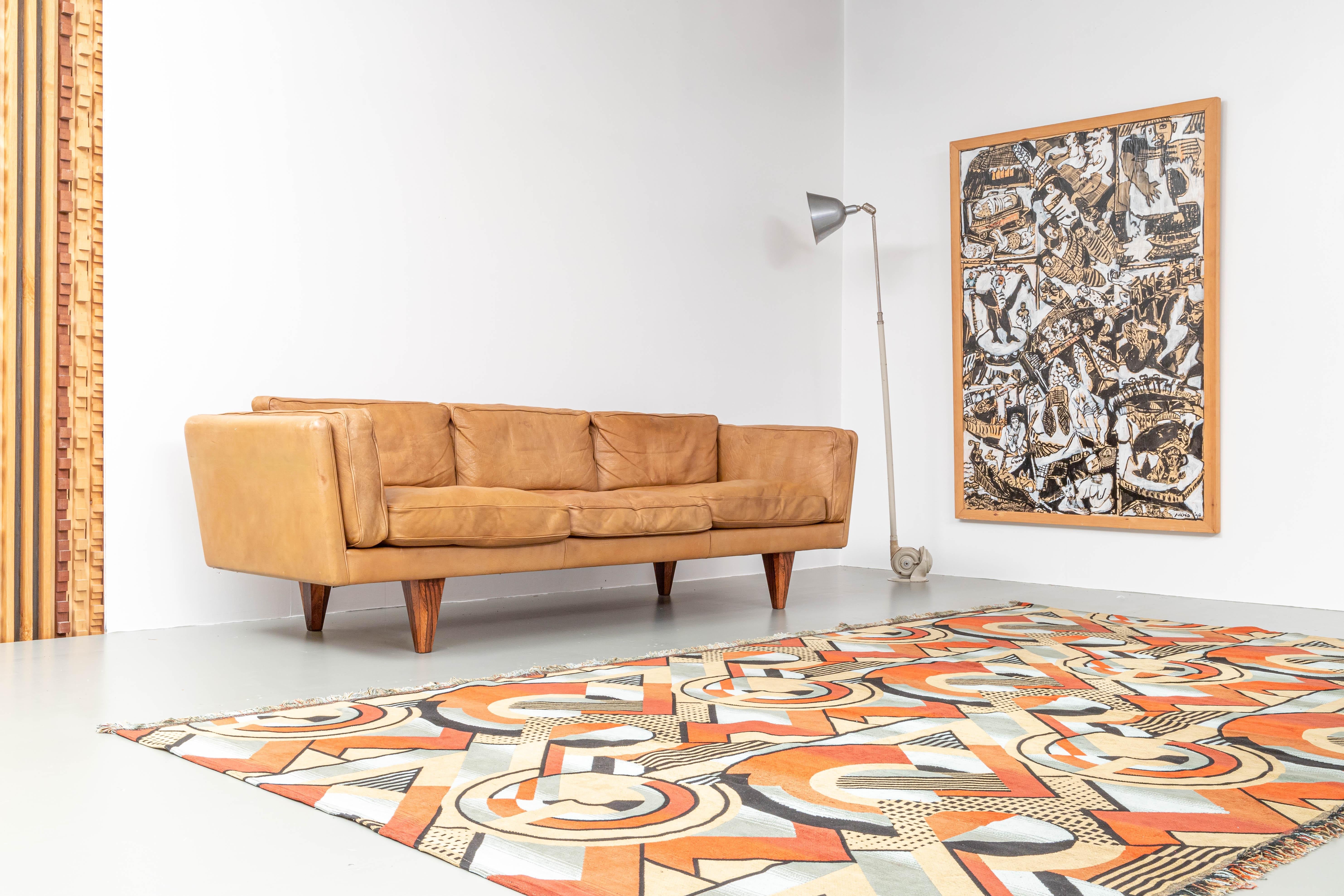 Mid-20th Century Cubistic Tapestry or Carpet in Wool and Silk, France, 1930's