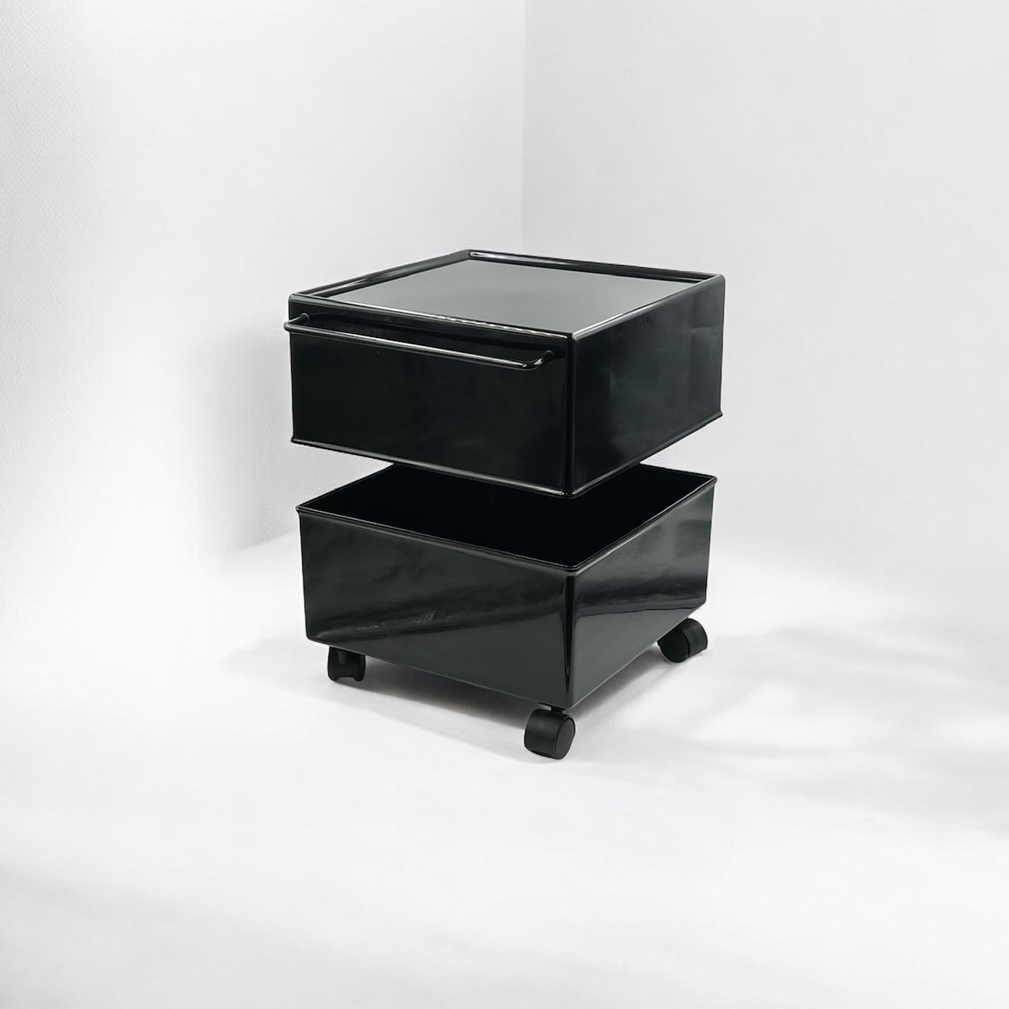 CUBO Bar Cart Storage Trolley by Studio Magis in Glossy Black, 1970s 4